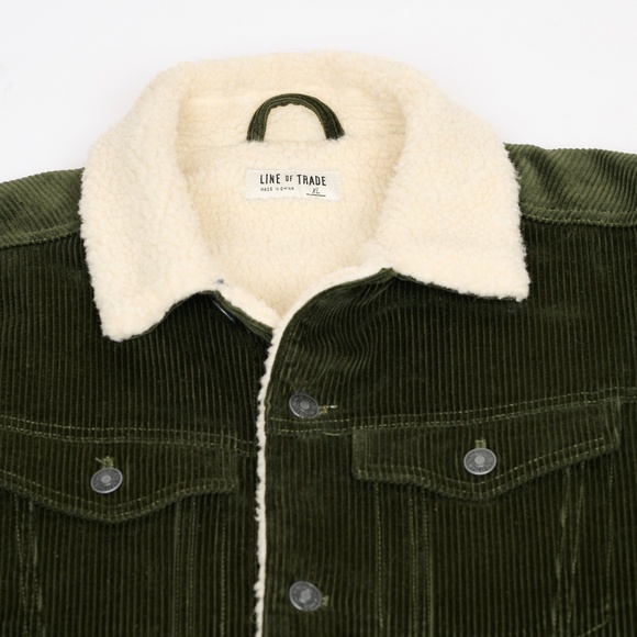 Line of Trade | Montana Fleece-Lined Corduroy Trucker Jacket - Forest Green - Picture 3 of 6